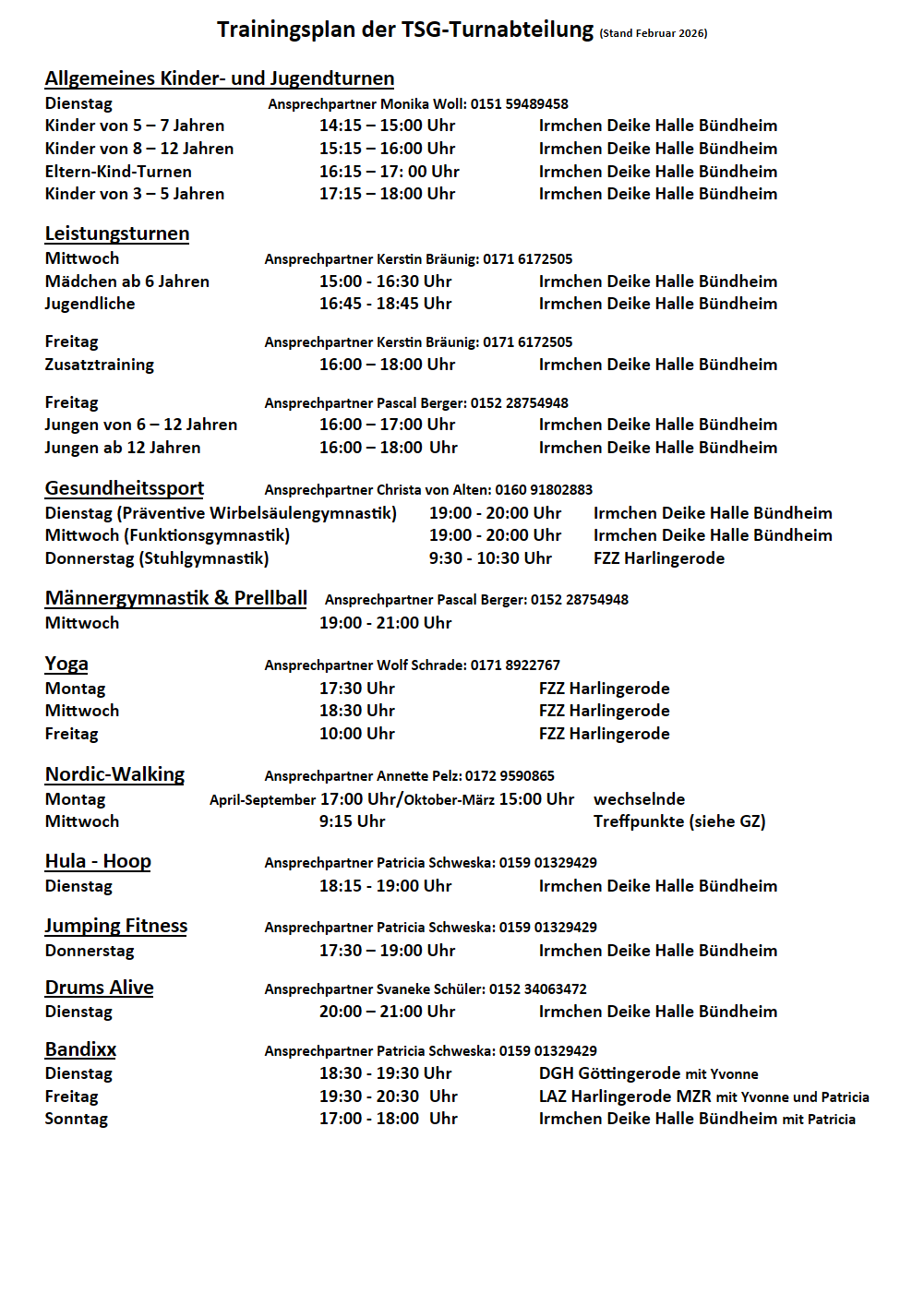 Trainingsplan ab 1 2 26